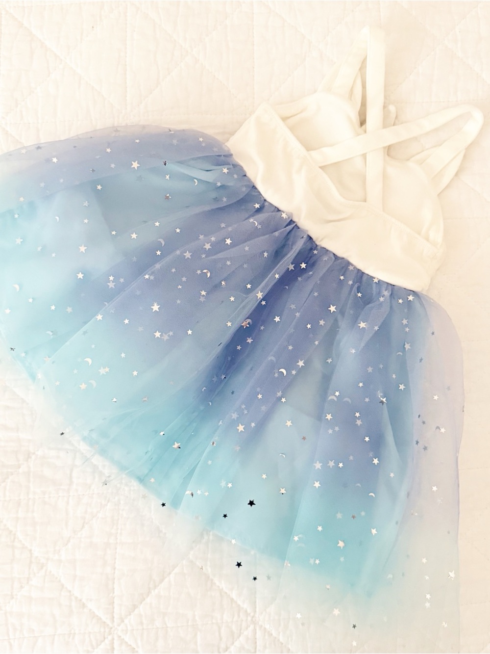 pink & violet kids 2T Girls' Unicorn Dress Blue Tulle Silver Stars - Picture 4 of 4